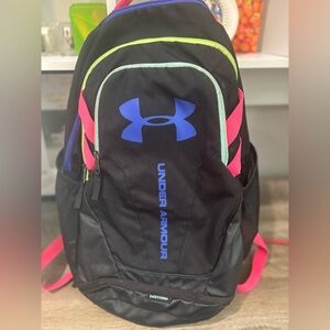 Under Armour Black Backpack with Blue and Pink Accents